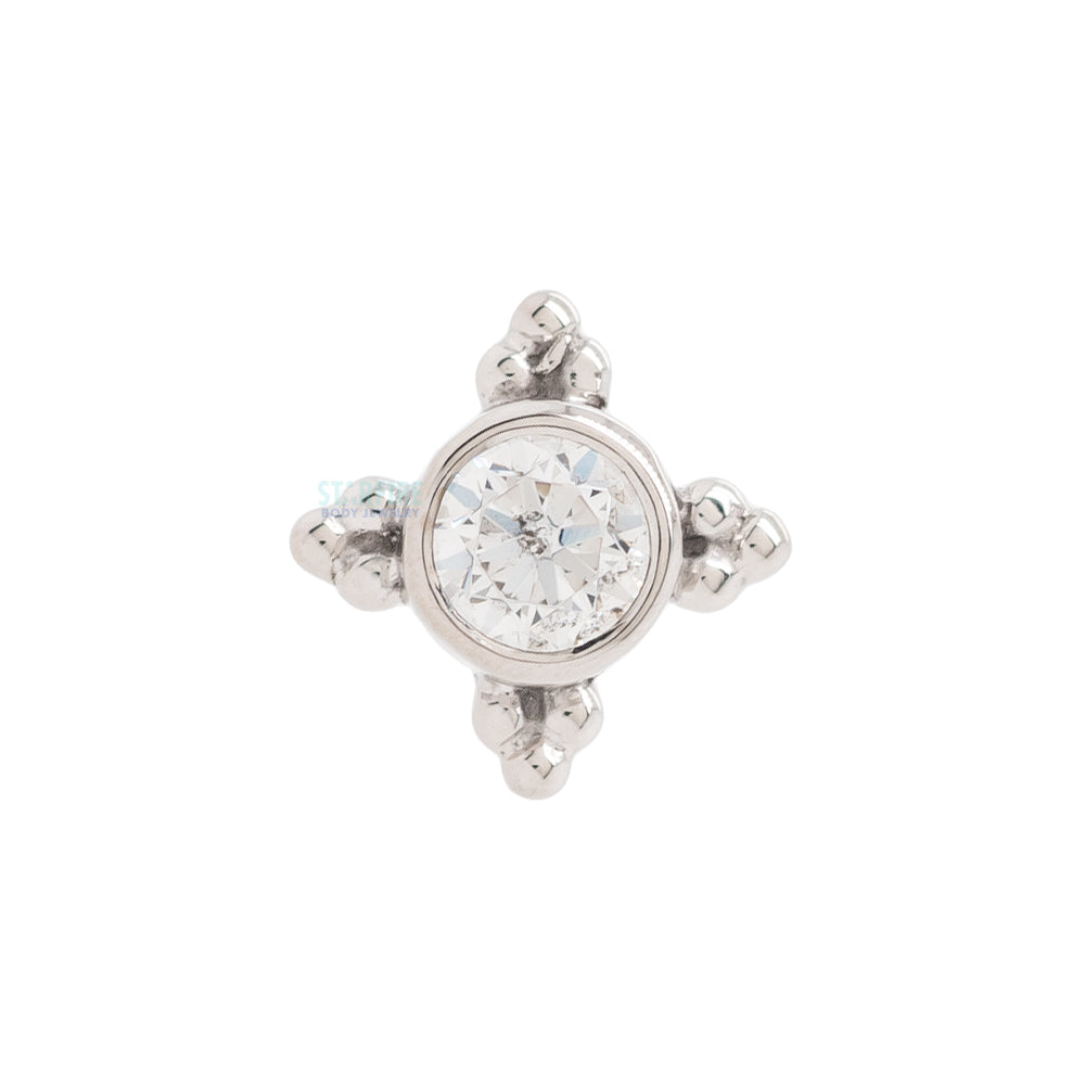 "Mini Kandy" Threaded End in Gold & Platinum with Round White CZ