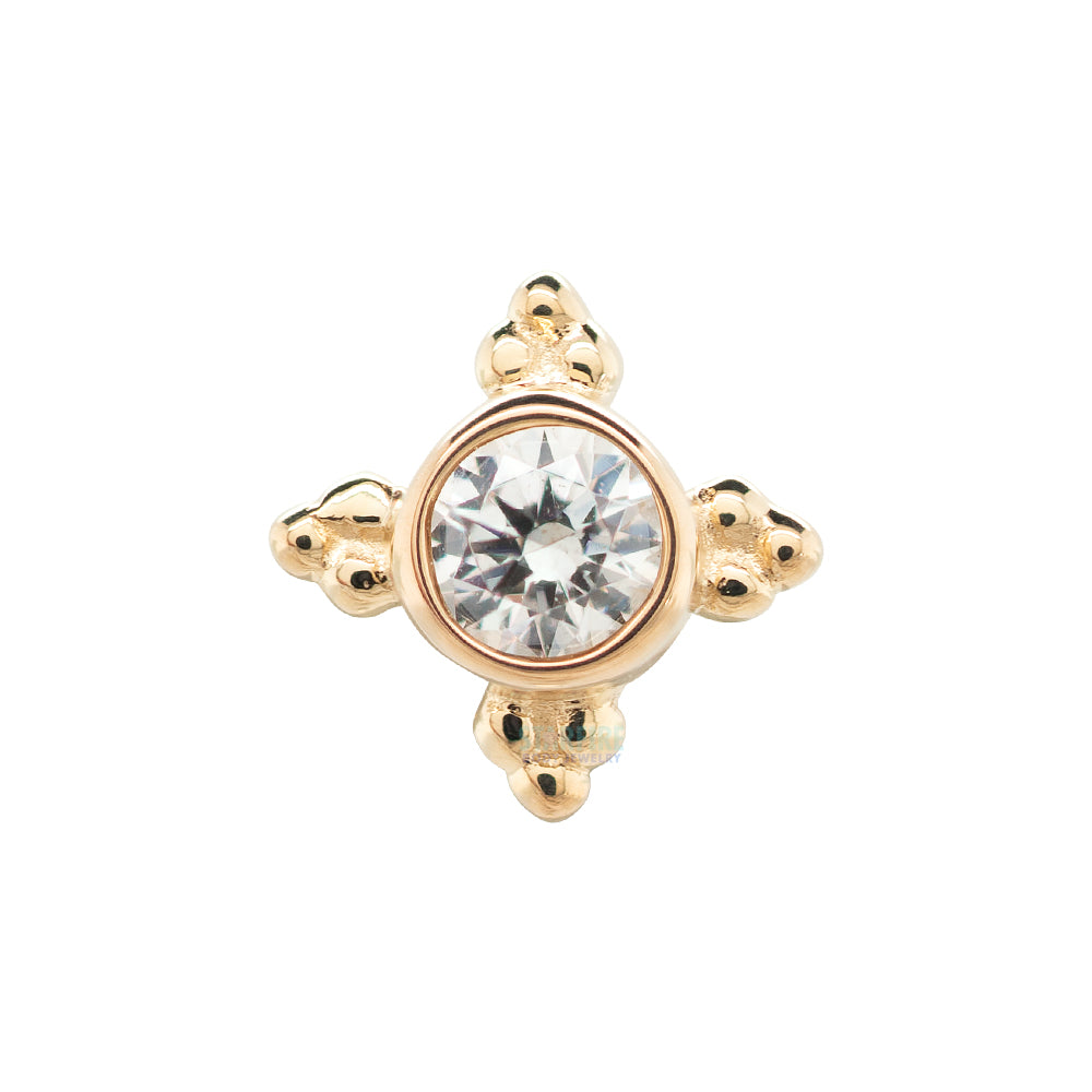 "Mini Kandy" Threaded End in Gold with Round White CZ