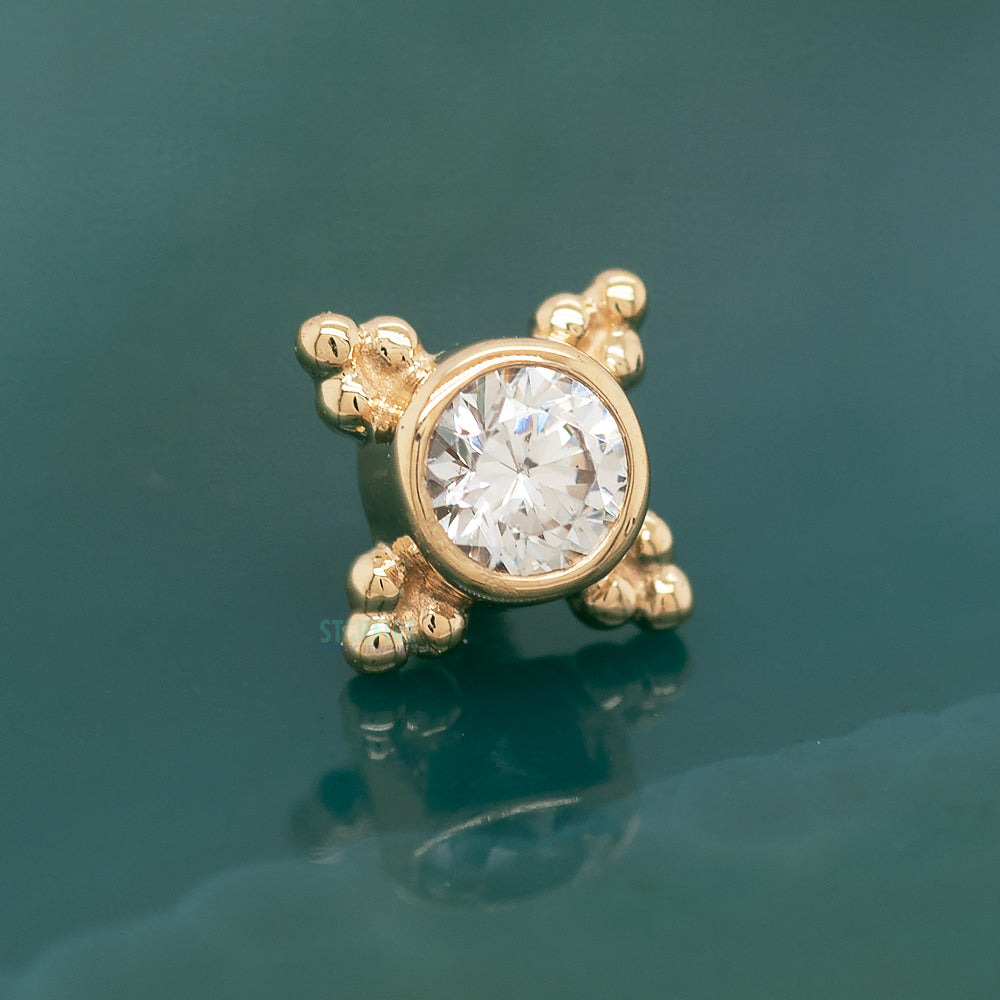 "Mini Kandy" Threaded End in Gold with Round White CZ
