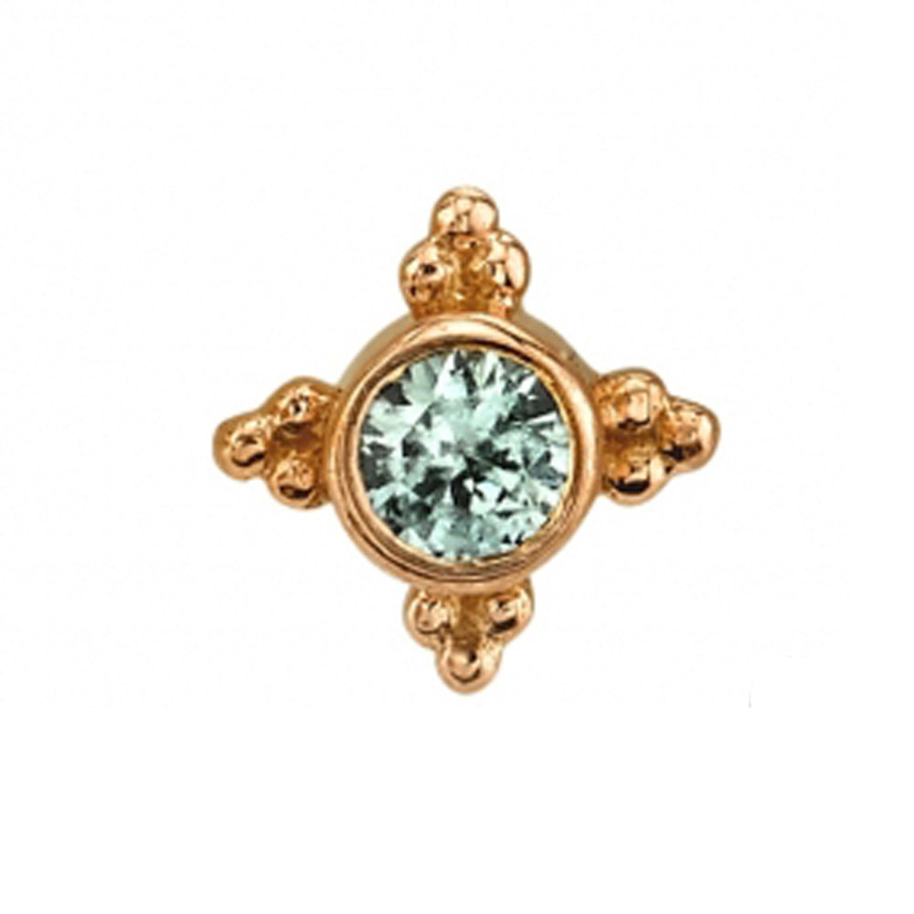 "Mini Kandy" Threaded End in Gold with Round Aquamarine