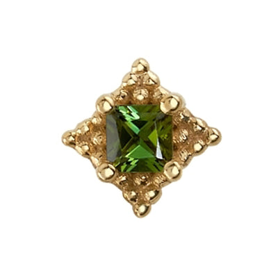 "Mini Kandy" Threaded End in Gold with Princess-Cut Emerald
