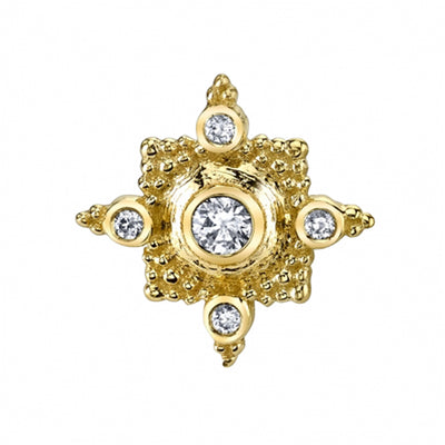 "Medium Kandy" Threaded End in Gold & Platinum with White CZ's