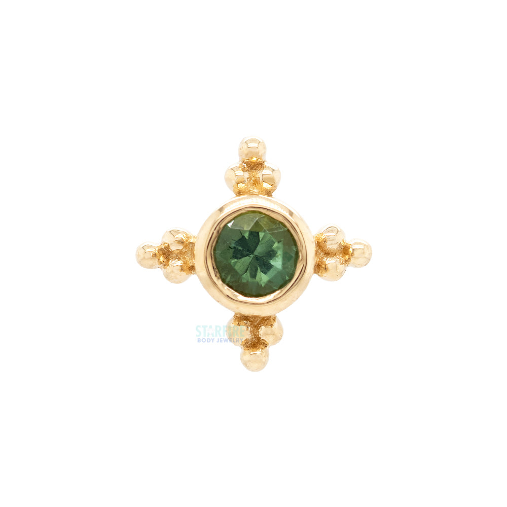"Mini Kandy" Nostril Screw in Gold & Platinum with Round Seafoam Tourmaline