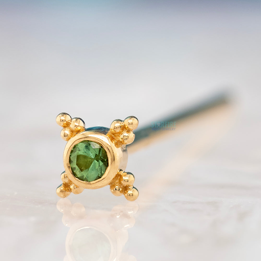"Mini Kandy" Nostril Screw in Gold & Platinum with Round Seafoam Tourmaline