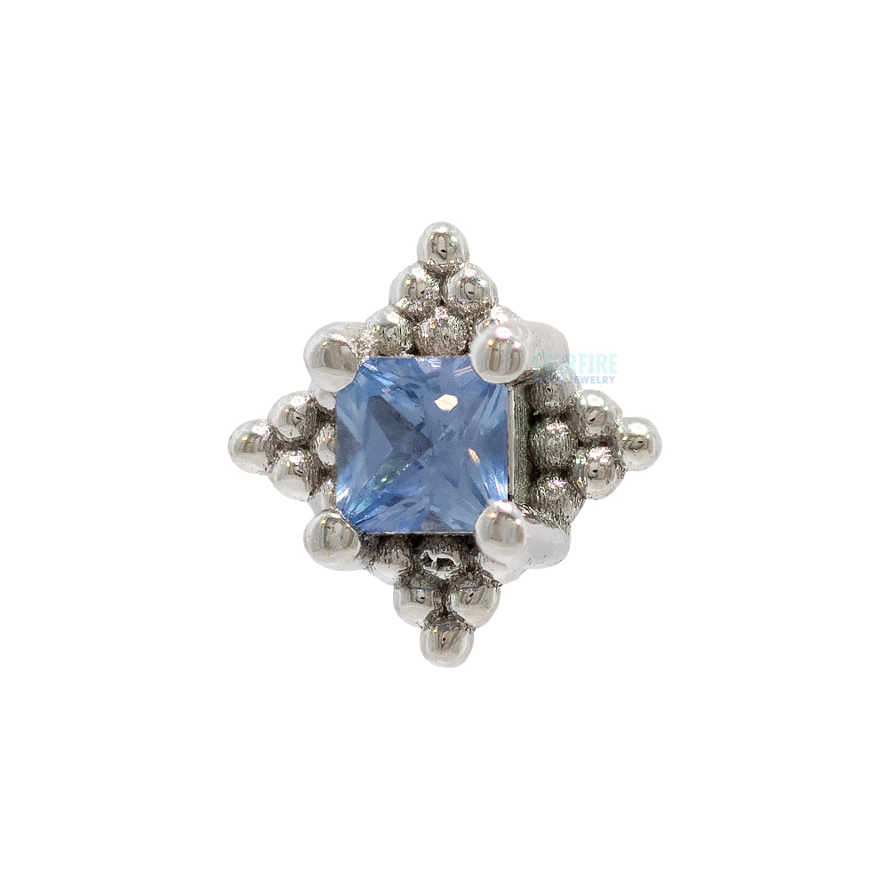 "Mini Kandy" Threaded End in Gold & Platinum with Princess-Cut Polar Sapphire