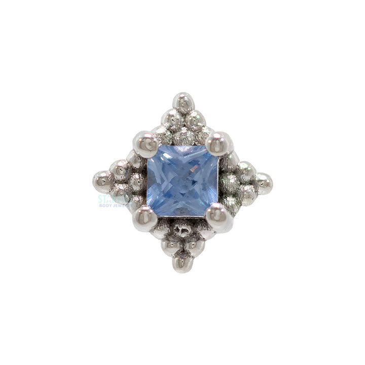"Mini Kandy" Threaded End in Gold & Platinum with Princess-Cut Polar Sapphire