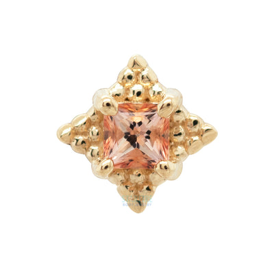 "Mini Kandy" Threaded End in Gold with Princess-Cut Peach Topaz