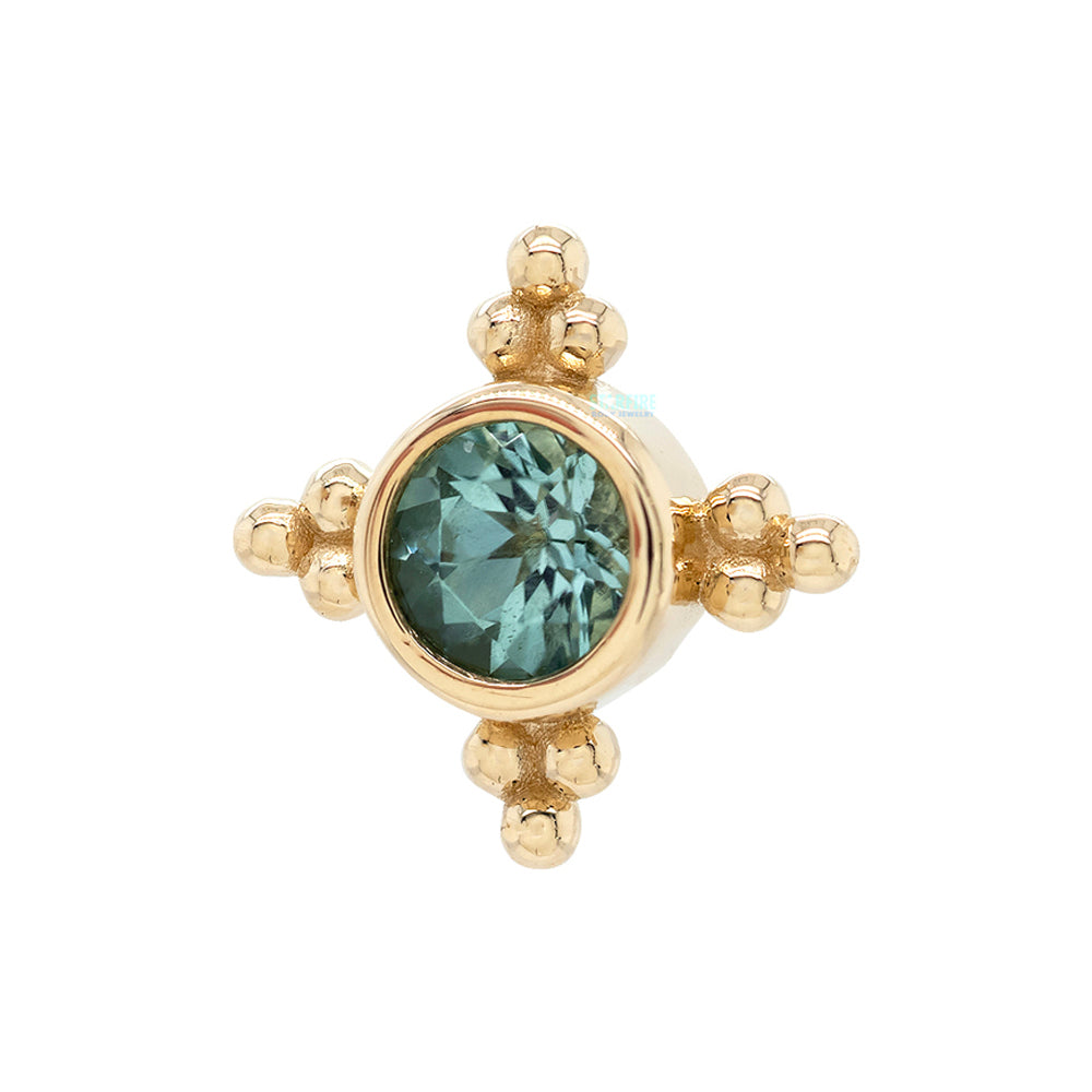 "Mini Kandy" Threaded End in Gold & Platinum with Round Seafoam Tourmaline