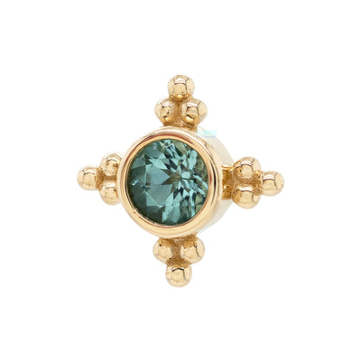"Mini Kandy" Threaded End in Gold & Platinum with Round Seafoam Tourmaline