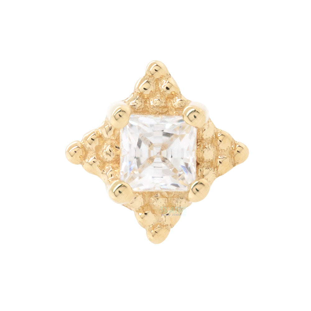 "Mini Kandy" Nostril Screw in Gold & Platinum with Princess-Cut White CZ