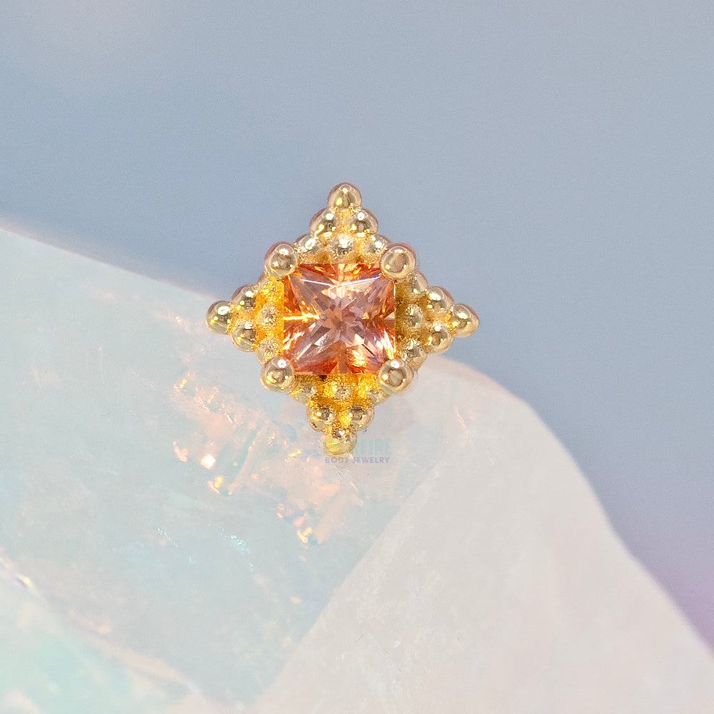 threadless: "Mini Kandy" Pin in Gold & Platinum with Princess-Cut Peach Topaz