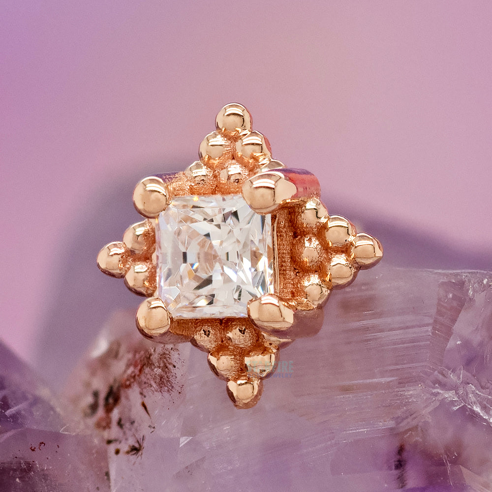 threadless: "Mini Kandy" Pin in Gold & Platinum with Princess-Cut White CZ