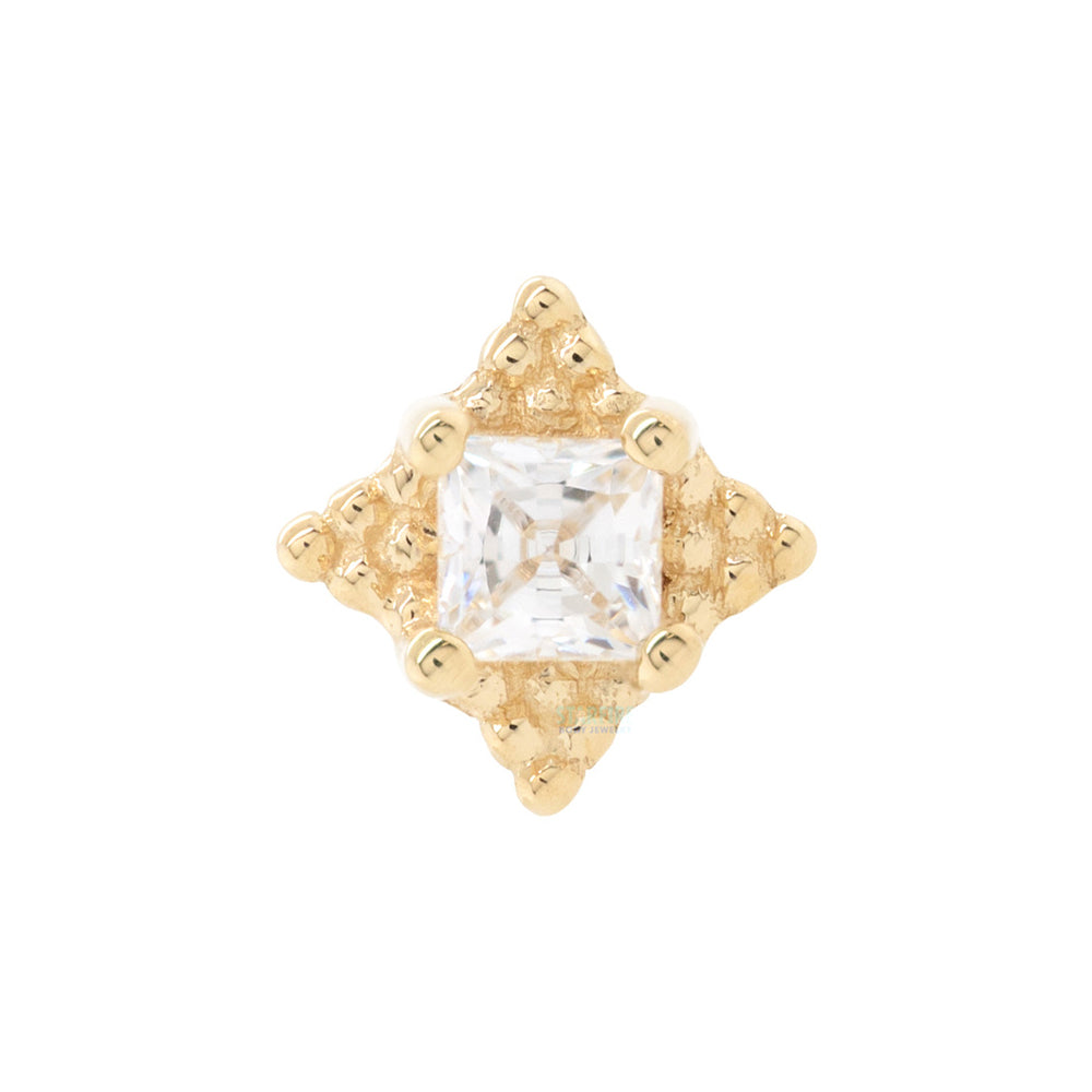threadless: "Mini Kandy" Pin in Gold & Platinum with Princess-Cut White CZ