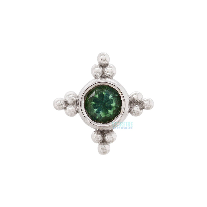 "Mini Kandy" Threaded End in Gold & Platinum with Round Seafoam Tourmaline