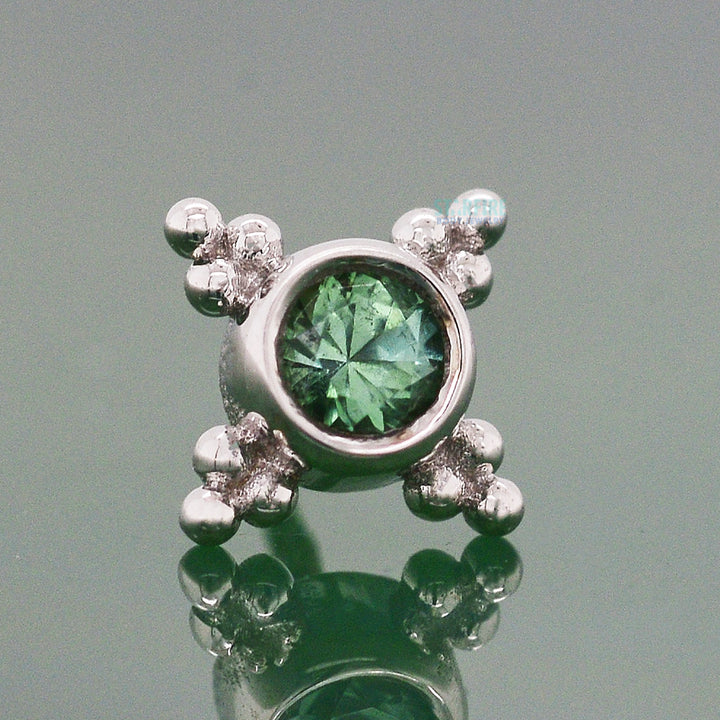 threadless: "Mini Kandy" Pin in Gold & Platinum with Round Seafoam Tourmaline