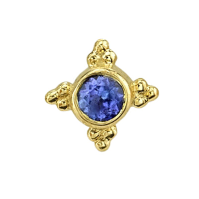"Mini Kandy" Threaded End in Gold with Round Blue Sapphire