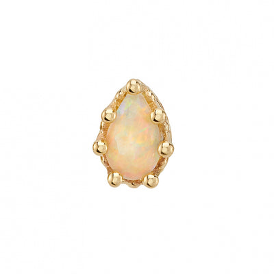Pear Crown Prong Threaded End in Gold with Genuine White Opal