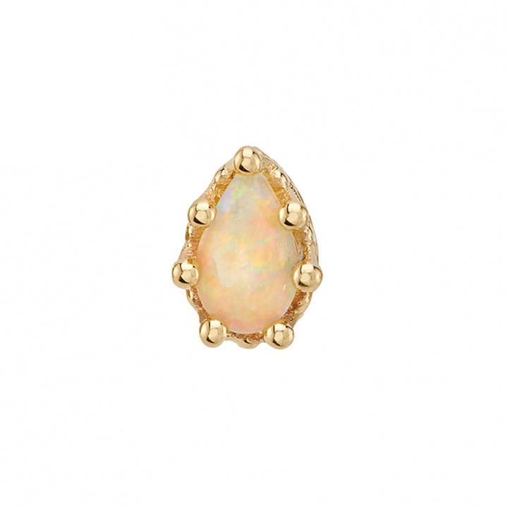 Pear Crown Prong Threaded End in Gold with Genuine White Opal