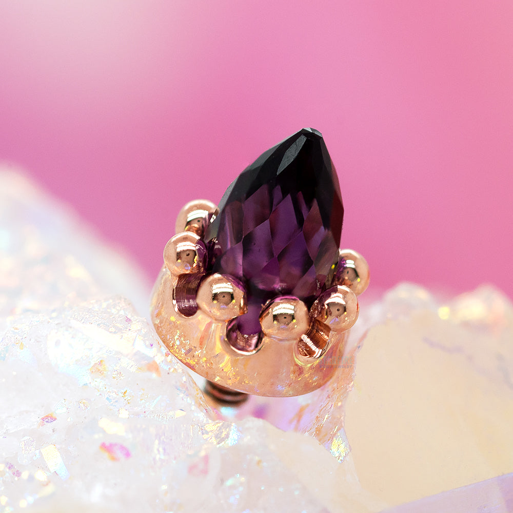 Crown Bullet Threaded End in Gold & Platinum with Faceted Amethyst