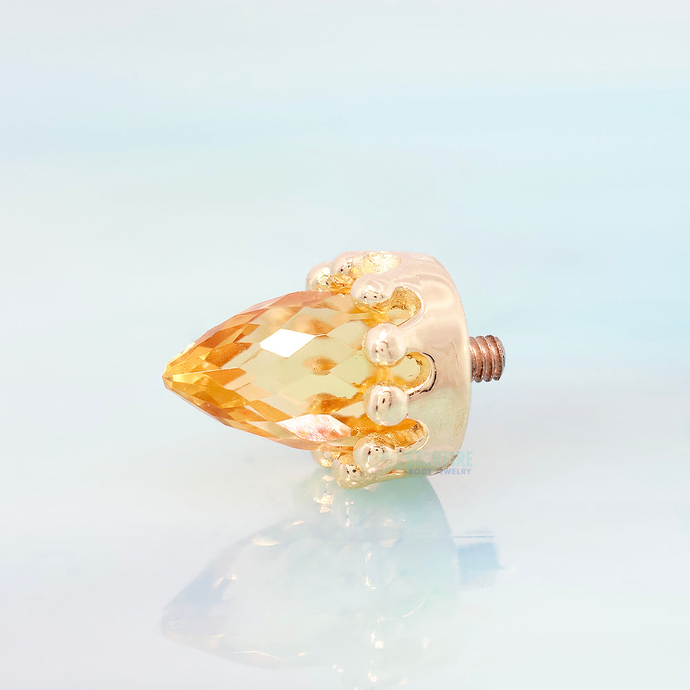 Crown Bullet Threaded End in Gold & Platinum with Faceted Citrine
