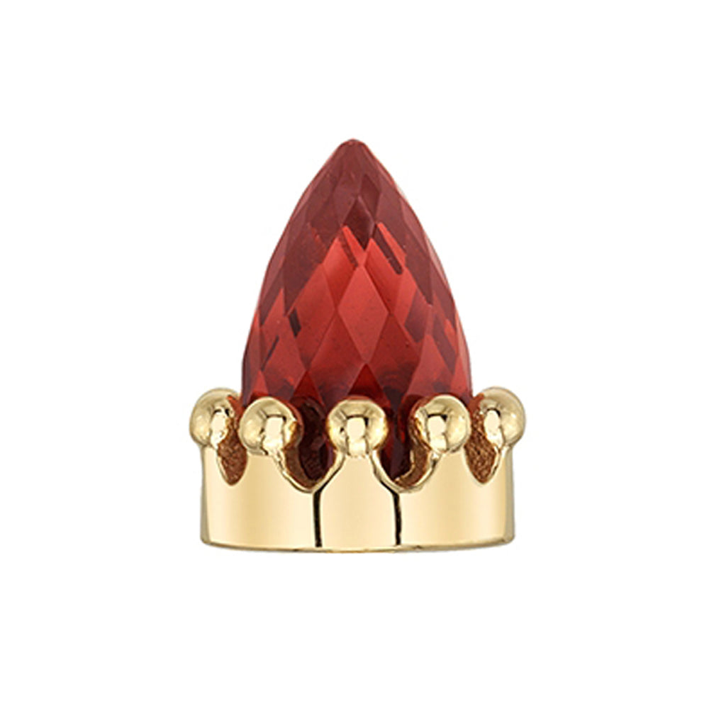 Crown Bullet Threaded End in Gold & Platinum with Faceted Garnet