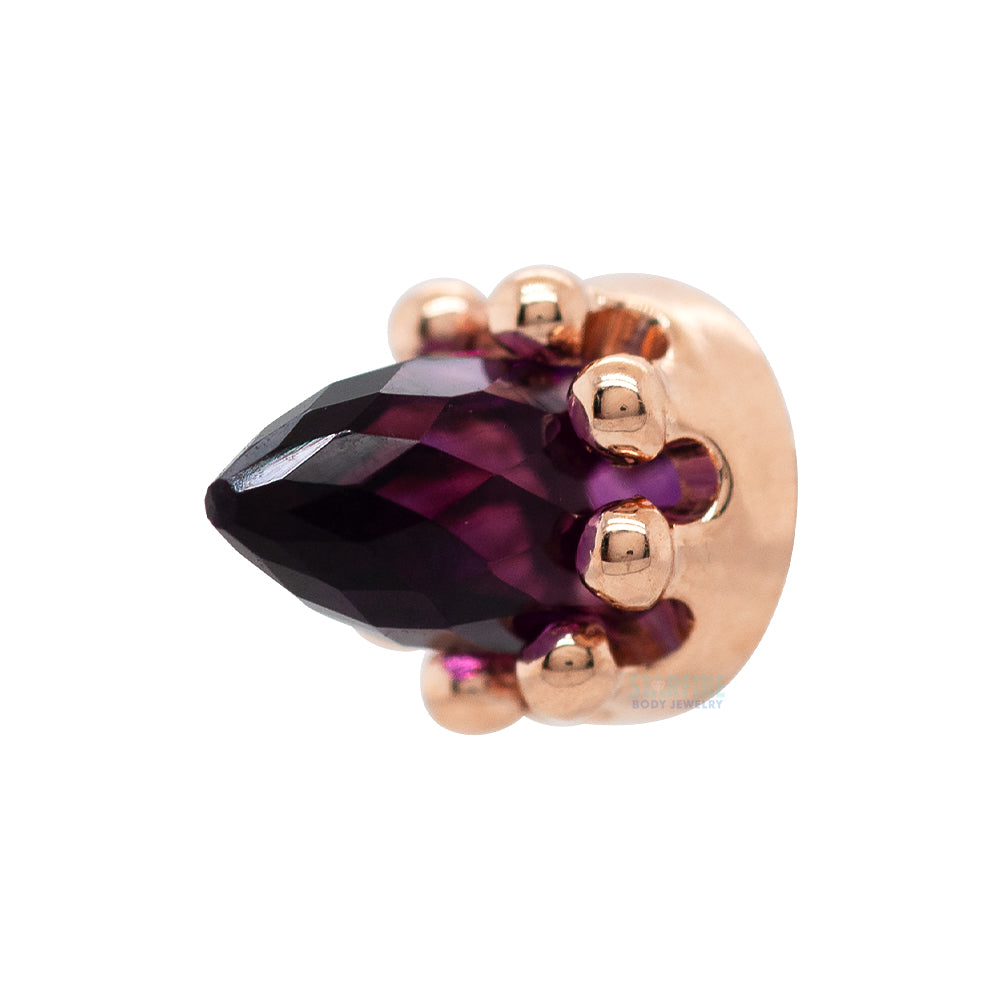 Crown Bullet Threaded End in Gold with Faceted Amethyst