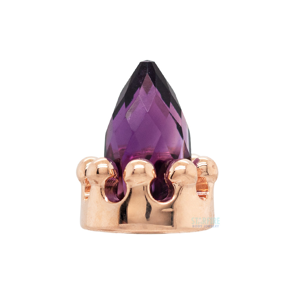 Crown Bullet Threaded End in Gold & Platinum with Faceted Amethyst