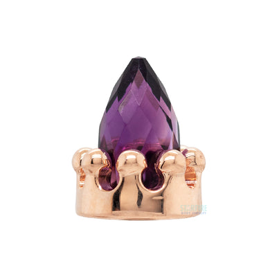 Crown Bullet Threaded End in Gold with Faceted Amethyst