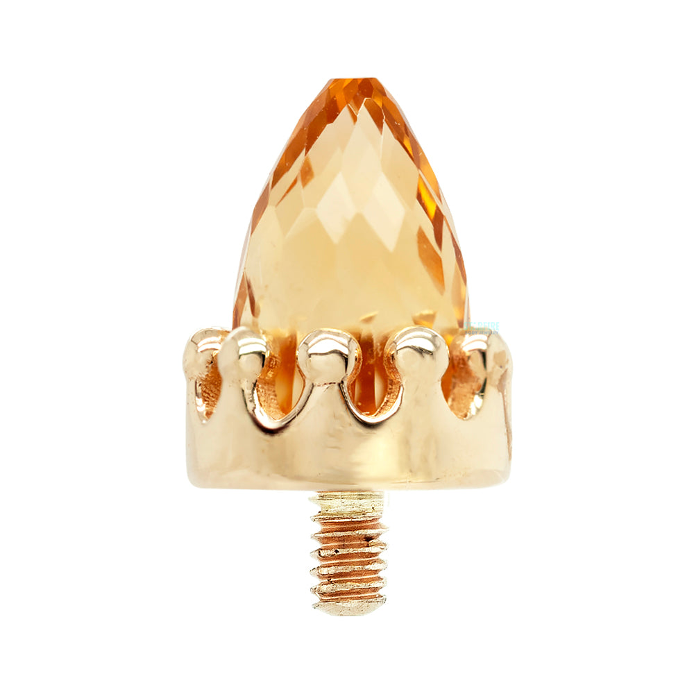 Crown Bullet Threaded End in Gold with Faceted Citrine