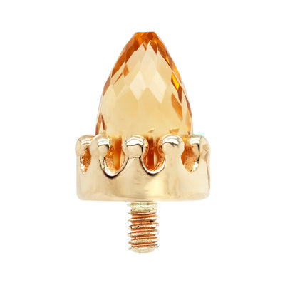 Crown Bullet Threaded End in Gold with Faceted Citrine