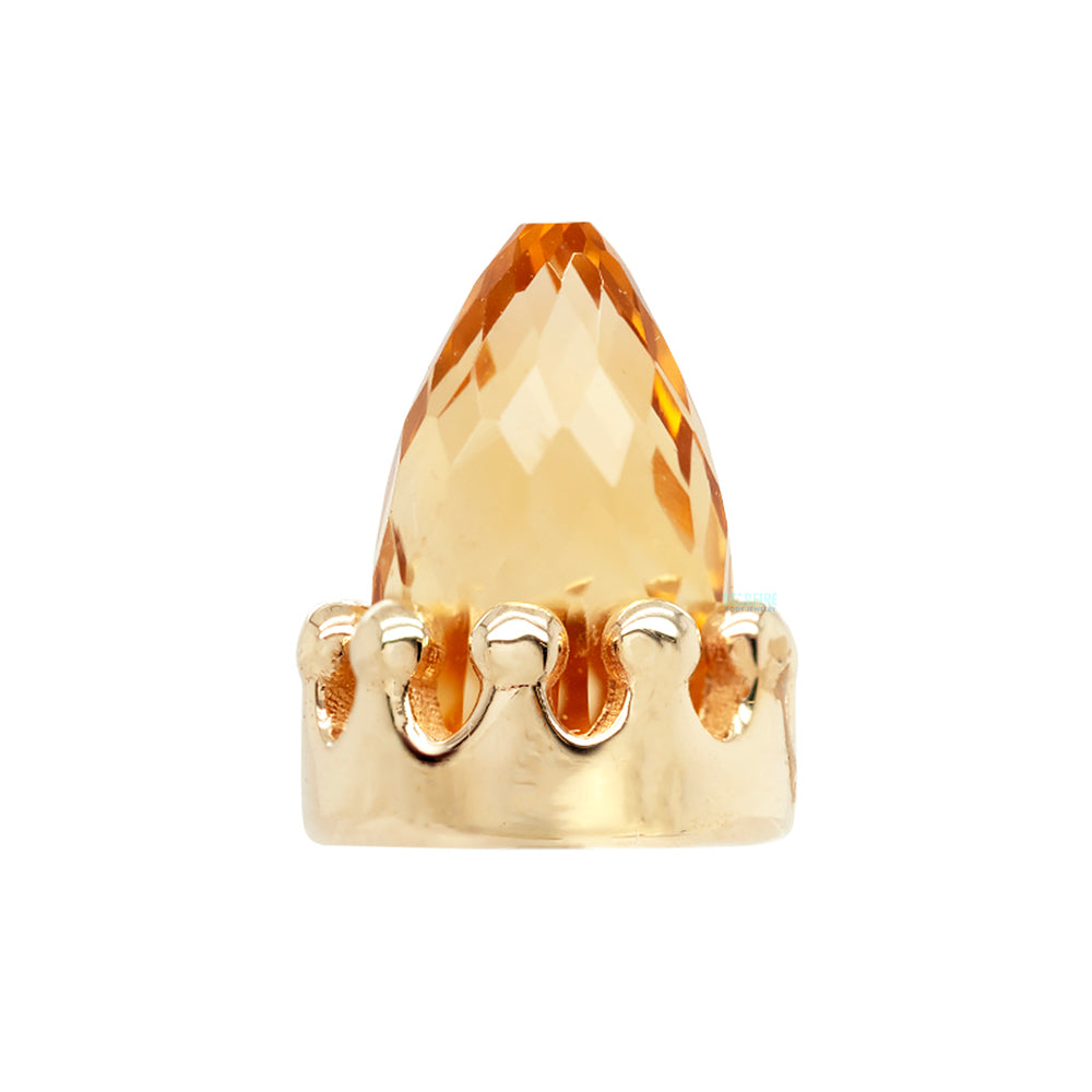 Crown Bullet Threaded End in Gold & Platinum with Faceted Citrine
