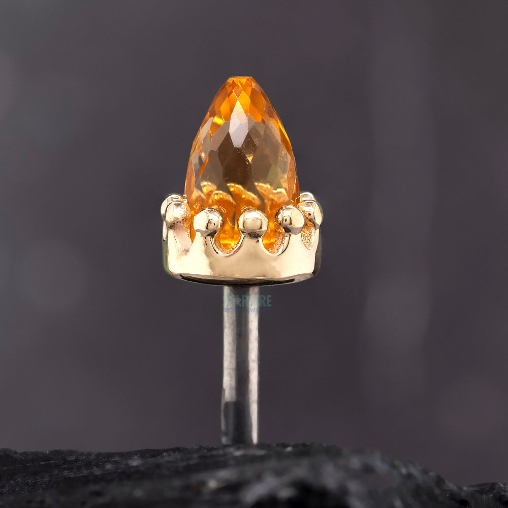 Crown Bullet Threaded End in Gold & Platinum with Faceted Citrine