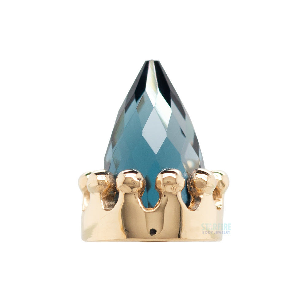 Crown Bullet Threaded End in Gold & Platinum with Faceted London Blue Topaz