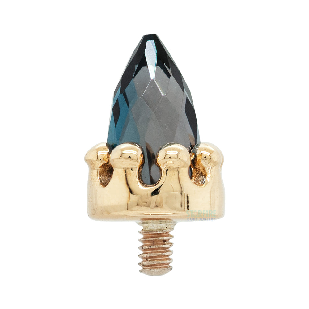 Crown Bullet Threaded End in Gold with Faceted London Blue Topaz