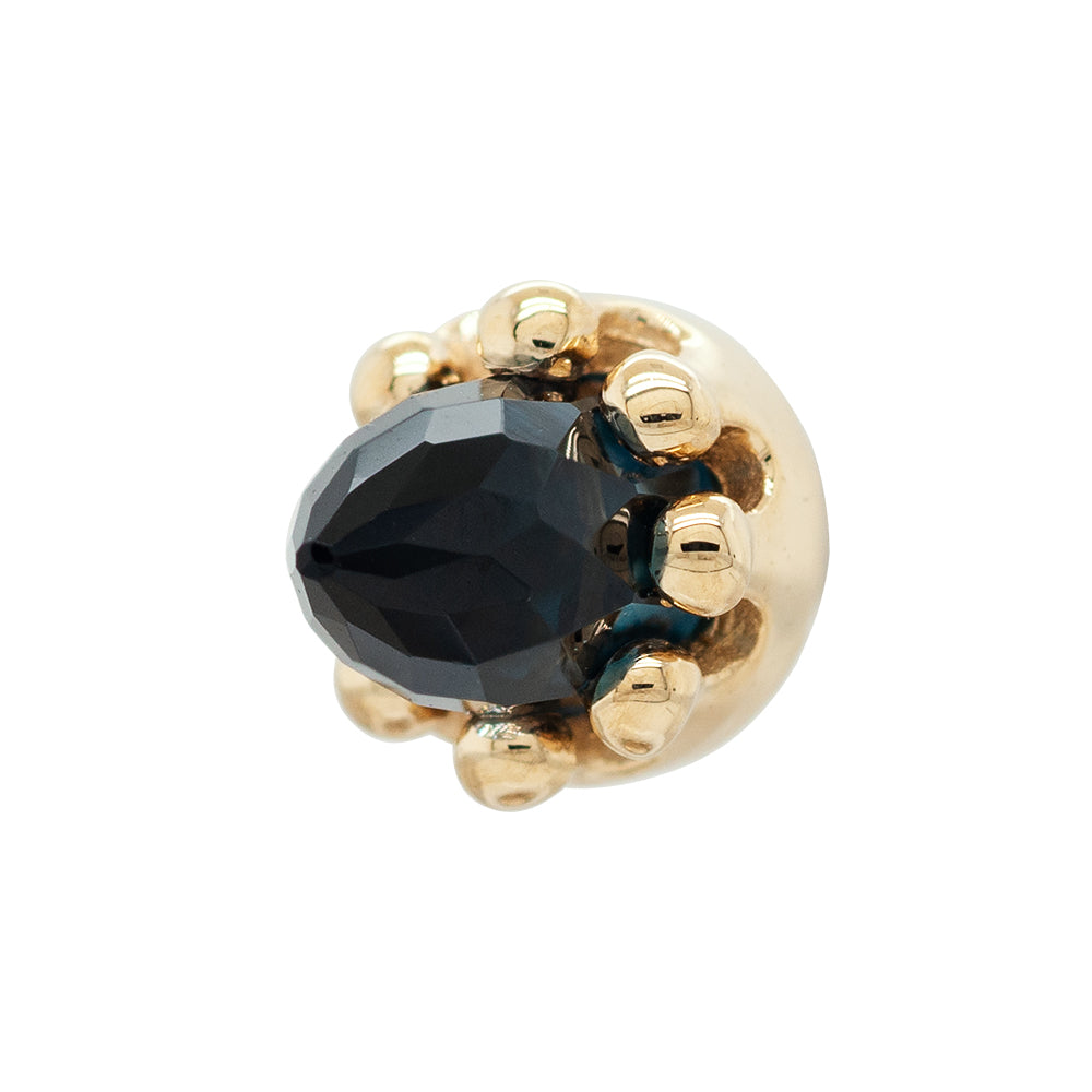 Crown Bullet Threaded End in Gold with Faceted London Blue Topaz