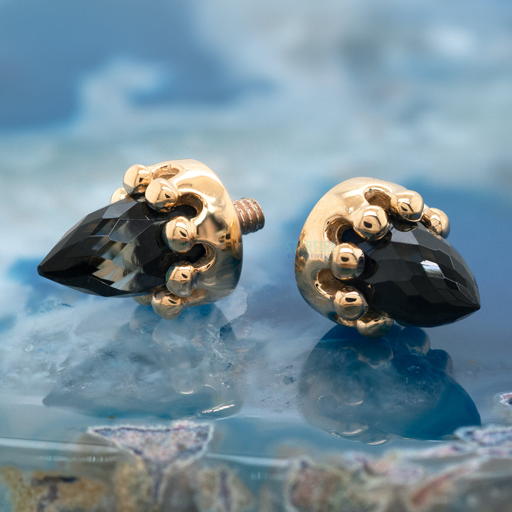 Crown Bullet Threaded End in Gold & Platinum with Faceted London Blue Topaz