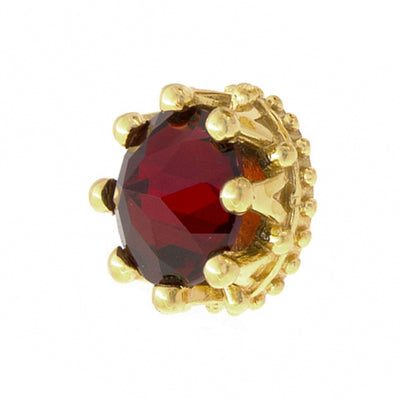 Crown Prong Threaded End in Gold with Reverse Set Garnet