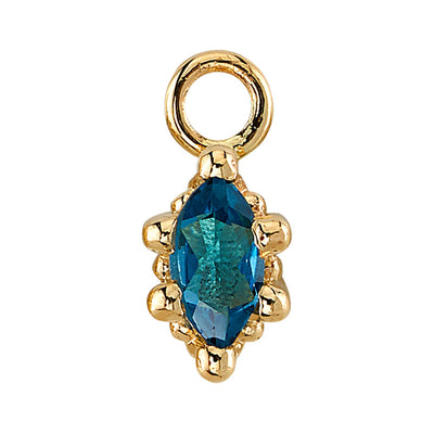 Marquise Crown Prong Charm in Gold with London Blue Topaz