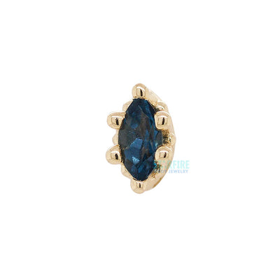 Marquise Crown Prong Threaded End in Gold with London Blue Topaz