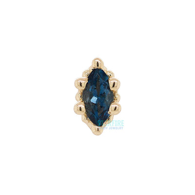 Marquise Crown Prong Threaded End in Gold with London Blue Topaz
