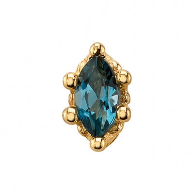 Marquise Crown Prong Threaded End in Gold with London Blue Topaz