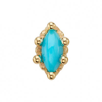 Marquise Crown Prong Threaded End in Gold with Turquoise