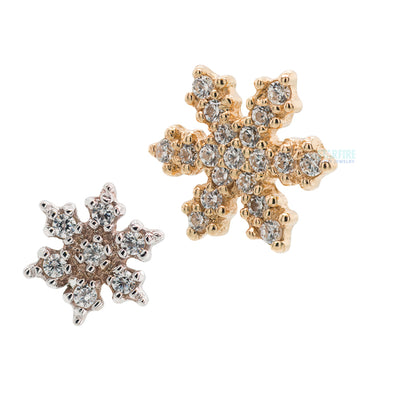 Micro Pave Snowflake Threaded End in Gold with White CZ's