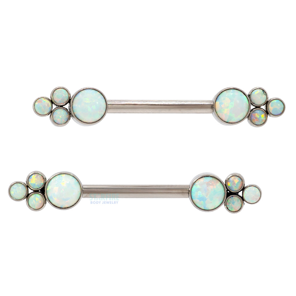 NB7TS 'Bijoux' Side Set Opal Nipple Barbells - pair