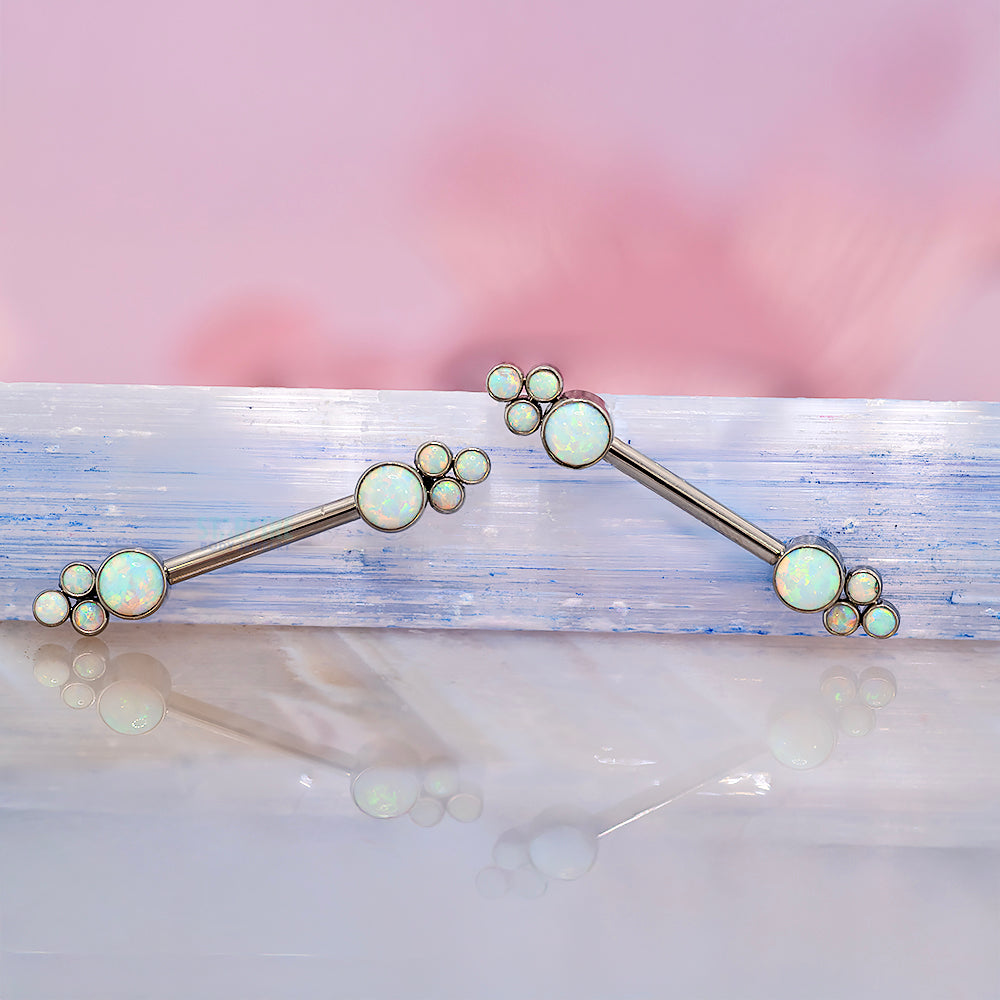 NB7TS 'Bijoux' Side Set Opal Nipple Barbells - pair