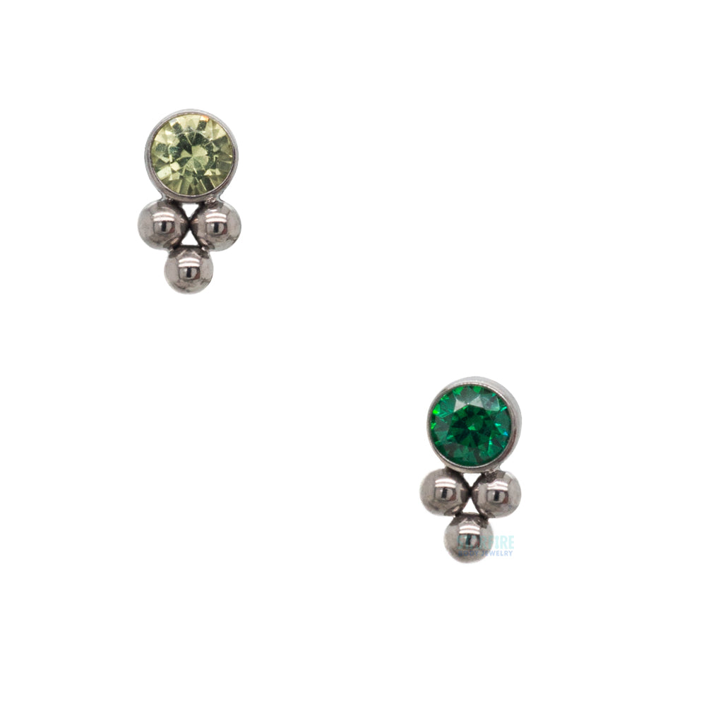 11HT-3 'Haute Couture' 2mm Faceted Gem Bezel Threaded End