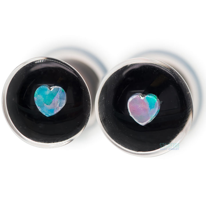 Heart Opal in Glass Plugs