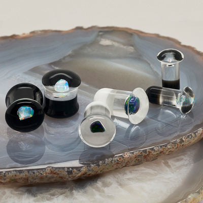 Raw Opal in Glass Plugs