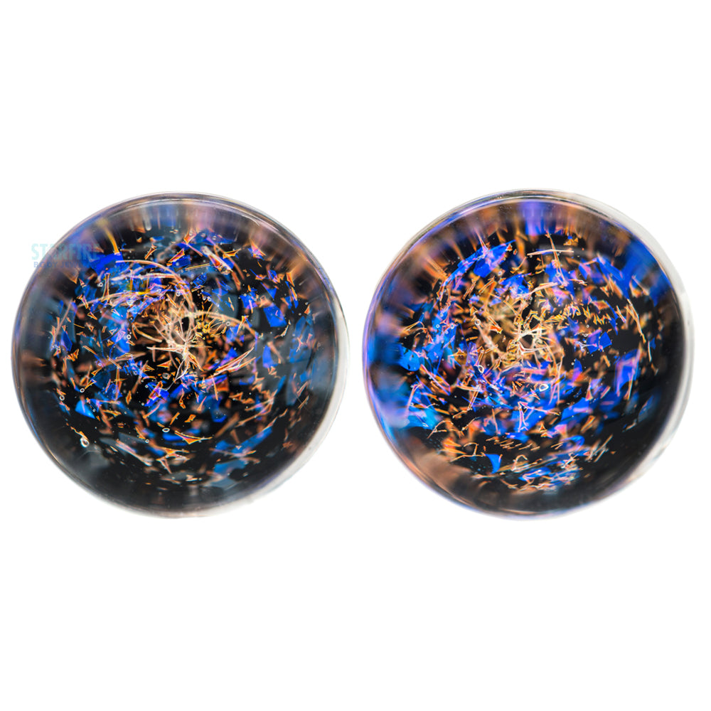 Galaxy Glass Plugs - Blue & Copper on Black