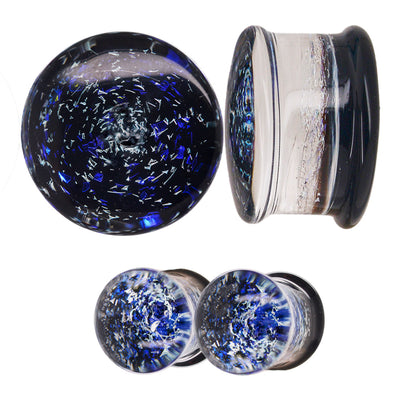 Galaxy Glass Plugs - Blue on Black
